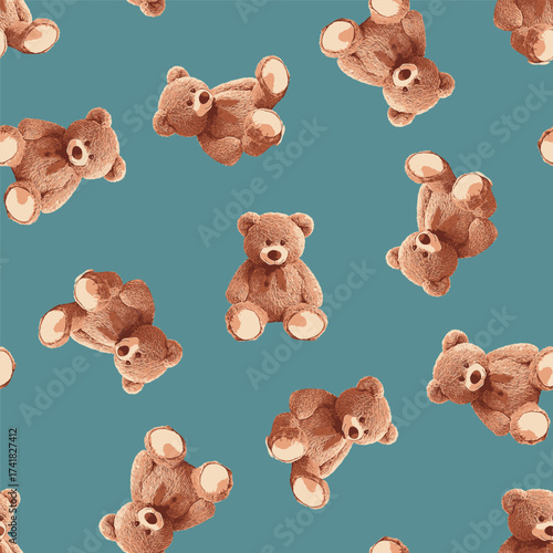 Seamless Cute teddy Bears Pattern 07 October 2025