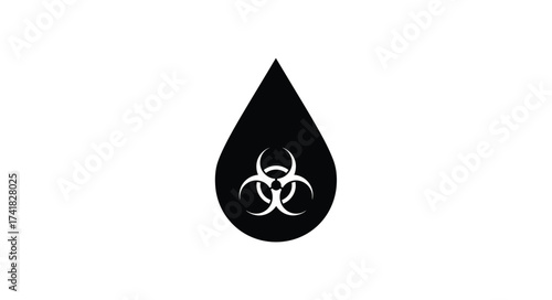 Biohazard symbol within a dripping dark liquid drop concept for danger contamination pollution and health risks
