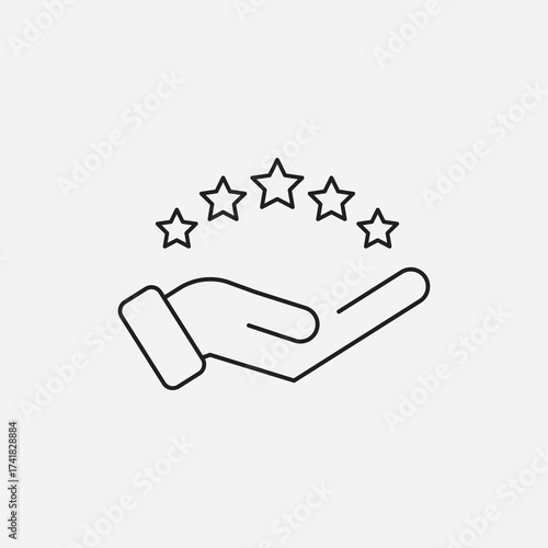 Customer Review Icon, Quality Rating and Feedback, Five Stars Line Symbol, Vector Illustration on White Background, Editable Stroke.eps