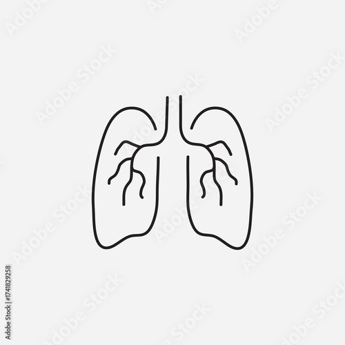 Lungs Icon, Breathing Symbol, Respiratory Health Linear Vector on White Background ? Editable..eps