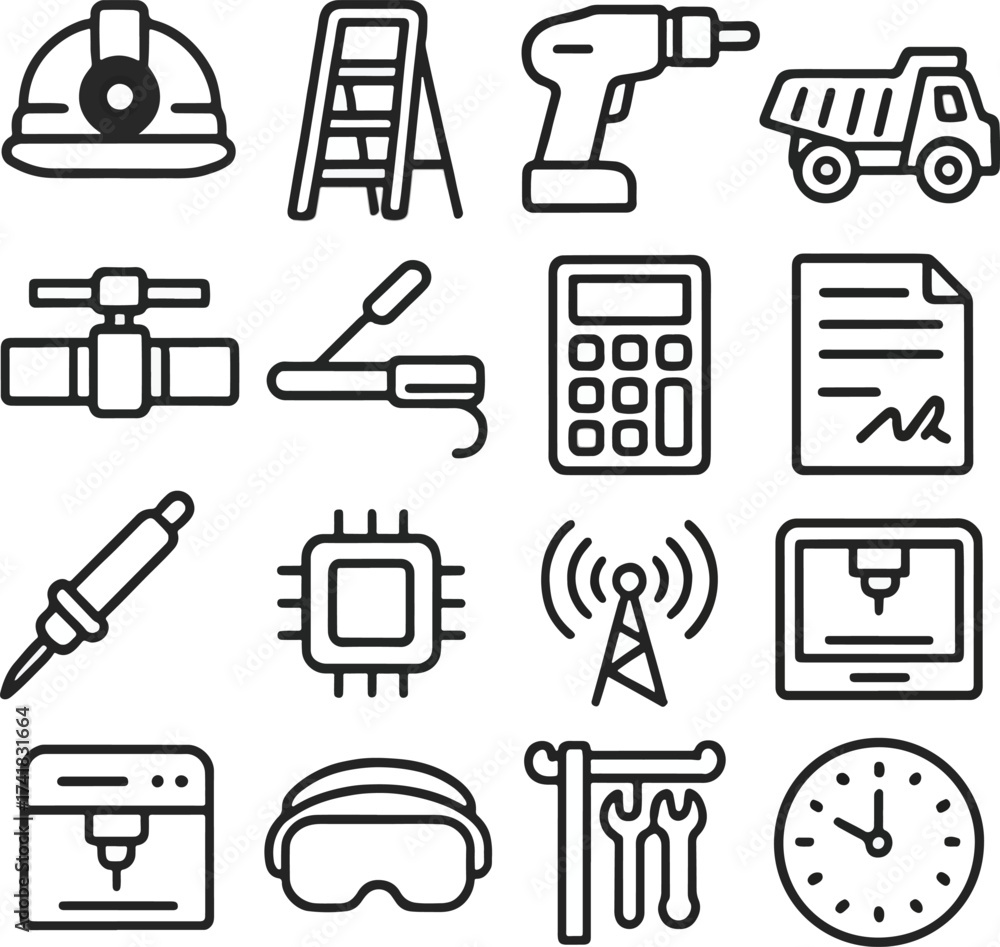custom made wallpaper toronto digitalCollection of Industrial and Technology Icons.