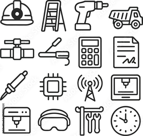 Collection of Industrial and Technology Icons.
