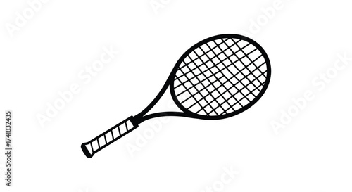Hand drawn tennis racquet simple sketch representing sport tennis equipment and athleticism