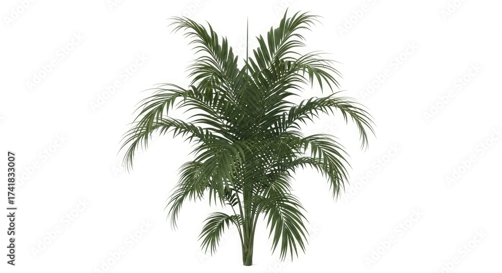 Fototapeta premium Isolated palm tree plant tropical green nature botany exotic foliage leaf areca palm tree plant flora