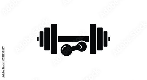 Iconic dumbbell and barbell set symbolizing fitness strength training and gym workouts for health and wellness