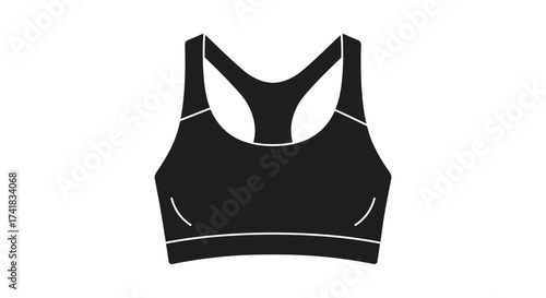 Sleek black sports bra with racerback design ideal for athletic activity and fitness fashion