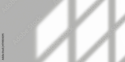 Shadow overlay effect from window blinds on a white wall, creating a geometric pattern of light and shadow, perfect for backgrounds and design elements isolated on transparent background