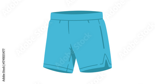 Bright teal turquoise denim shorts rolled cuffs casual summer fashion apparel isolated on white