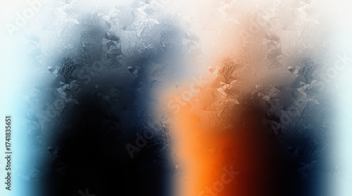 Geometric Network Background Texture with Blue Orange Gradient and Polygon Pattern