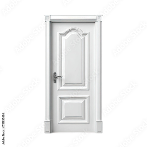 Wallpaper Mural Classic, bright white, paneled interior door with silver hardware and elegant molding Torontodigital.ca