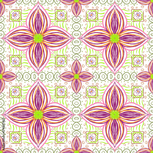Seamless background with colorful floral patterns.