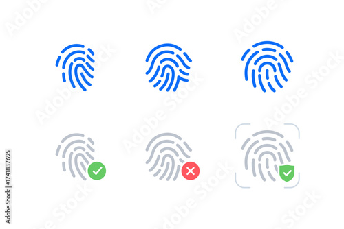 Biometric Fingerprint Recognition Security icons
