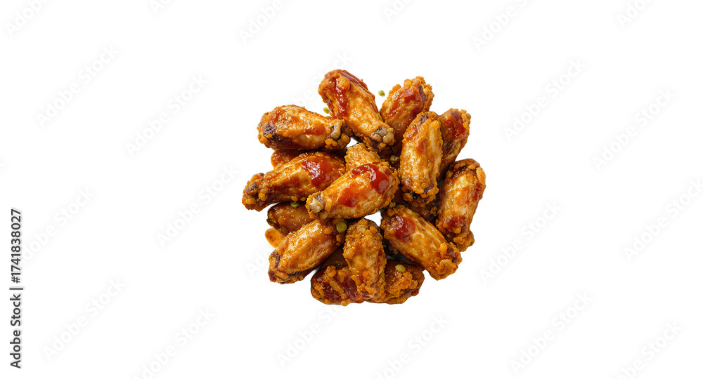 Obraz premium Crispy Fried Chicken Wings with Sauce on a White Plate