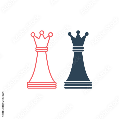 Queen chess piece vector illustration icons set
