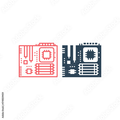 Motherboard vector illustration icons set