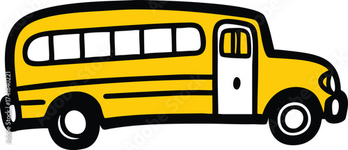 Yellow school bus with black outlines and white windows and door yellow bus transportation