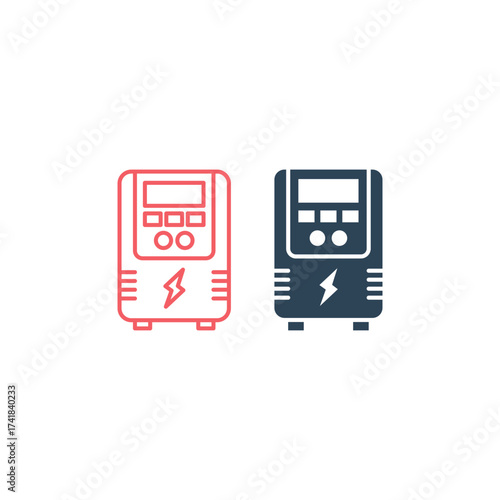Uninterruptible Power Supply (UPS) vector illustration icons set