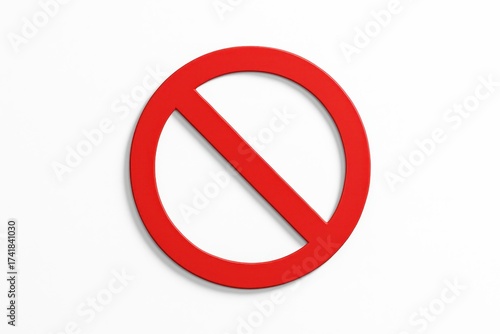 Free Download Bold red prohibition sign icon isolated on white with strong drop shadow for clarity - GFXLoad