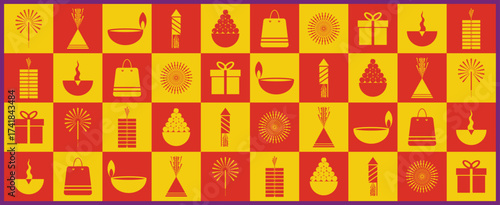 diwali seamless set repeat background for banner, poster, gift wrap.