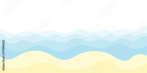 Vector mountain landscape with blue sky and morning clouds