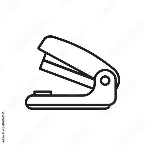 Stapler Outline Vector Icon – Office Tool Illustration