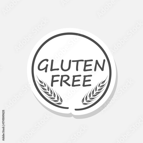 Gluten Free circle logo sticker isolated on gray background