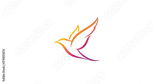 Elegant Gradient Bird Silhouette in Flight, Symbolizing Freedom and Grace