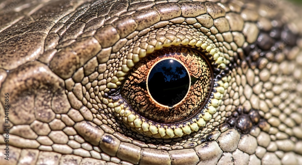 Fototapeta premium Extreme Close-up Macro Shot of a Reptile's Eye, Revealing Intricate Scale Texture