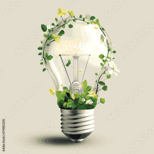 Blooming Light Bulb This image beautifully blends nature and technology, symbolizing innovative growth and eco-consciousness