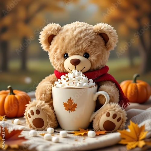 teddy bear and pumpkin