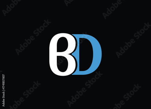 BD Logo: A modern and elegant logo with a striking contrast, featuring the initials B and D seamlessly intertwined in a sleek design against a dark background.