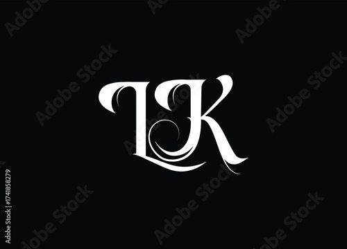Elegance in Initials: A sophisticated monogram design with a flowing script of L and K, demonstrating simplicity and refined beauty.