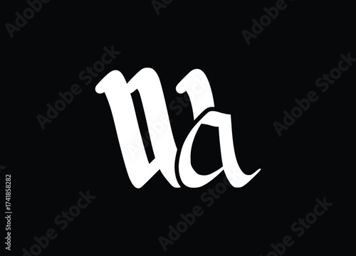 Creative Lettering ua: A unique and artistic lettering design showcases the elegant fusion of letters u and a, presented against a stark, yet visually appealing backdrop.