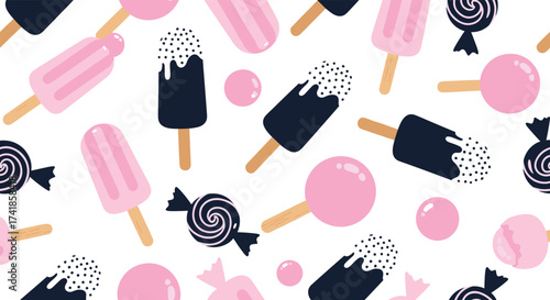 A delightful collection of sweet treats including ice pops and candies.