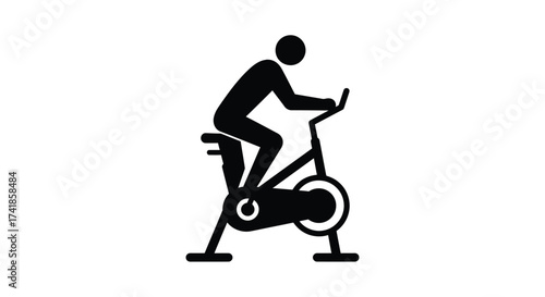 Silhouette of a person cycling on an exercise bike representing indoor fitness and cardio workout equipment.