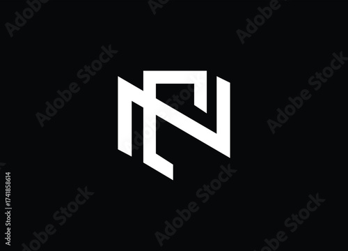 Lettering Art for brand: Abstract artistic lettering, forming a stylized design on a sleek black backdrop. It's a modern minimalist emblem, suitable for branding.
