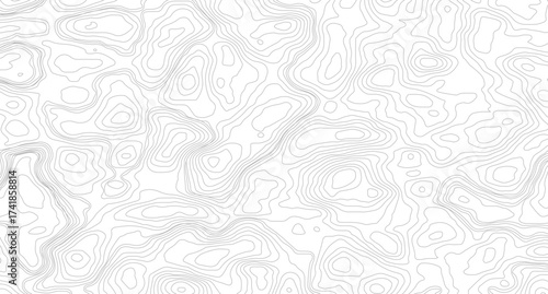 Ultra wide size. Map on land vector terrain Illustration. Black on white contours vector topography stylized height of the lines. 
