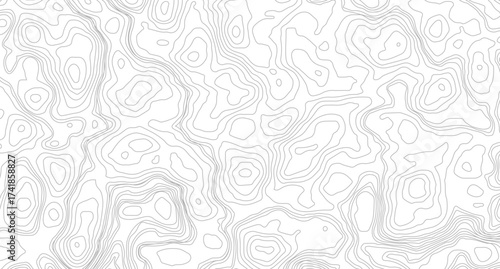 Ultra wide size. Map on land vector terrain Illustration. Black on white contours vector topography stylized height of the lines. 
