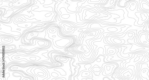 concept of a conditional geography scheme and the terrain path. Black on white contours vector topography stylized height of the lines. 