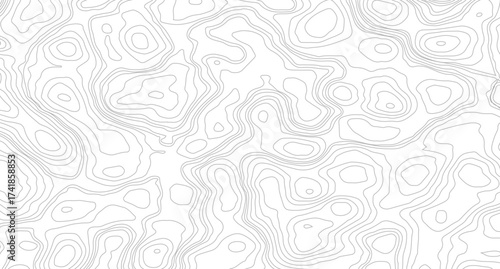 concept of a conditional geography scheme and the terrain path. Black on white contours vector topography stylized height of the lines. 