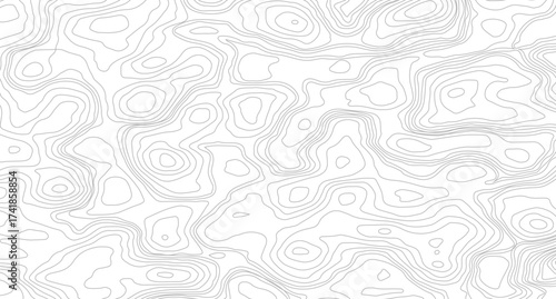 concept of a conditional geography scheme and the terrain path. Black on white contours vector topography stylized height of the lines. 
