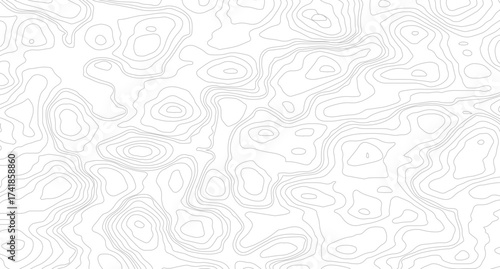 concept of a conditional geography scheme and the terrain path. Black on white contours vector topography stylized height of the lines. 
