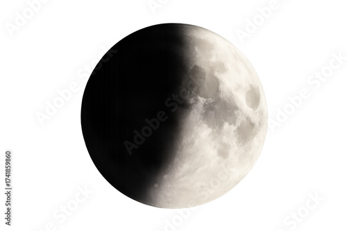 Moon exhibiting first quarter lunar eclipse phase