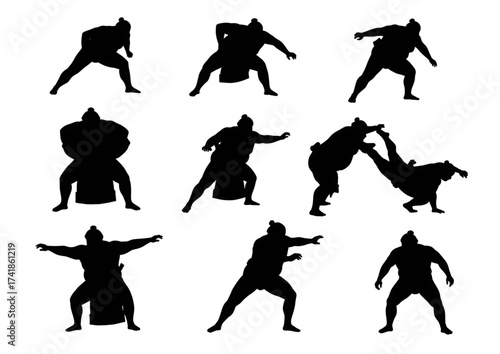 Sumo Wrestler Silhouettes Collection vector

