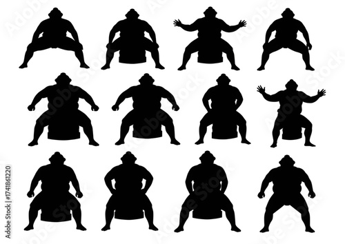 Sumo Wrestler Silhouettes Collection vector