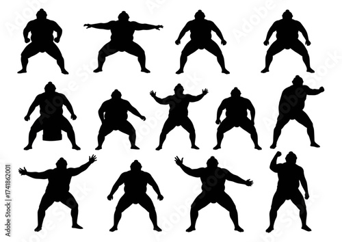 Sumo Wrestler Silhouettes Collection vector