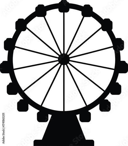 Black and white ferris wheel silhouette illustration