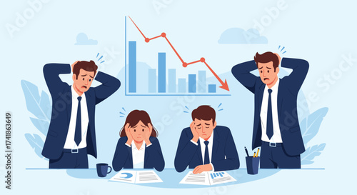 Business people experiencing loss and stress during a financial downturn.
