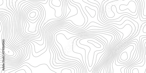 The black grey on white contours vector topography stylized height of the lines. The concept of a conditional geography scheme and the terrain path. Ultra wide. Map vector terrain Illustration. 