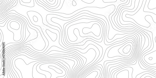 The black grey on white contours vector topography stylized height of the lines. The concept of a conditional geography scheme and the terrain path. Ultra wide. Map vector terrain Illustration. 